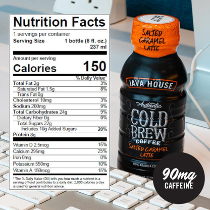 Cold Brew 8oz Bottles - Salted Caramel Latte - Pack of 12