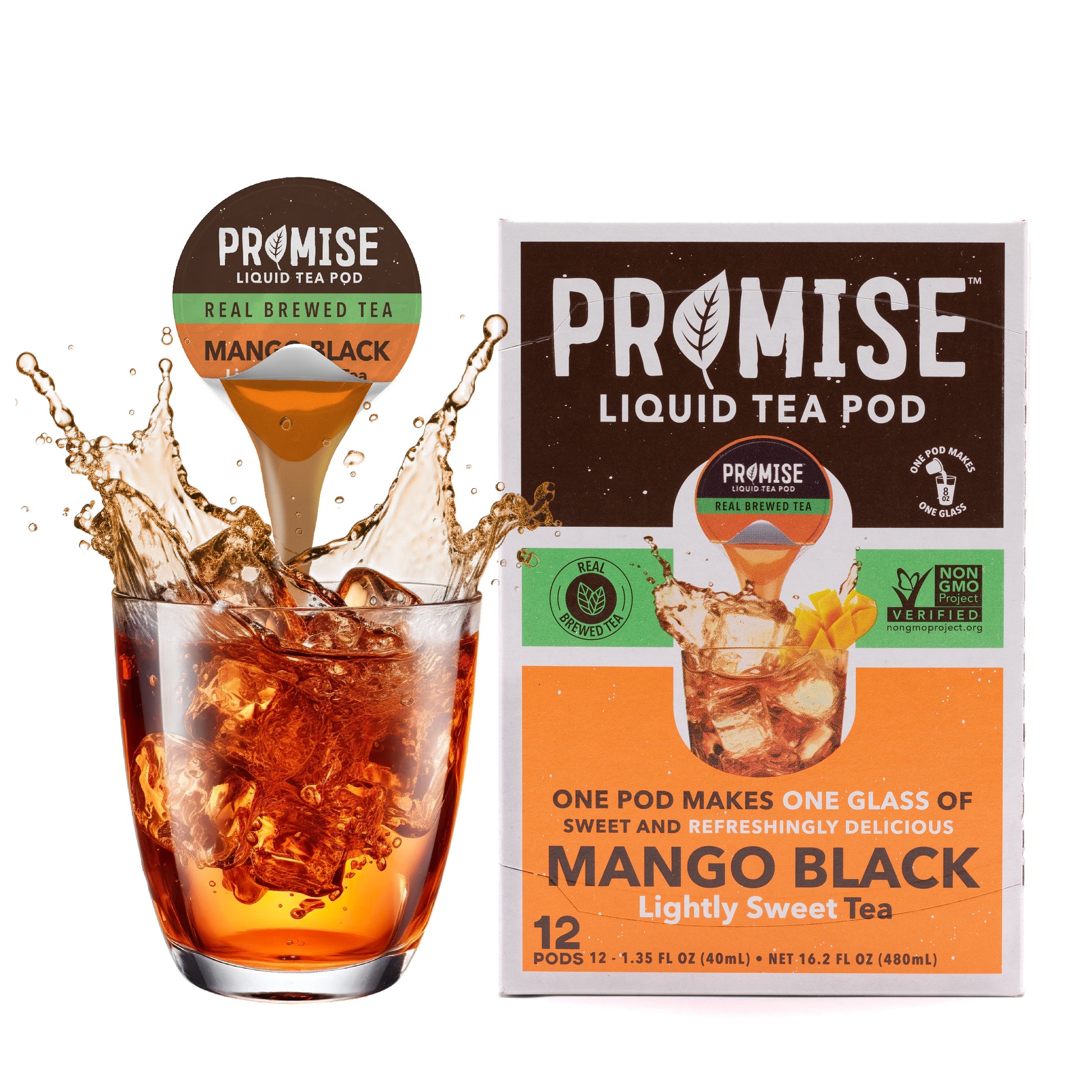 Promise Real Brewed Tea - Lightly Sweet - Mango Black Case of 48 Promise Real Brewed Tea - Lightly Sweet - Mango Black Case of 48