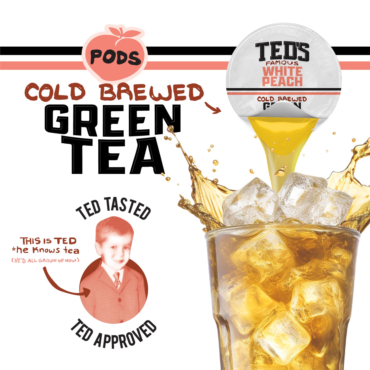 Ted's Famous White Peach Cold Brewed Green Tea