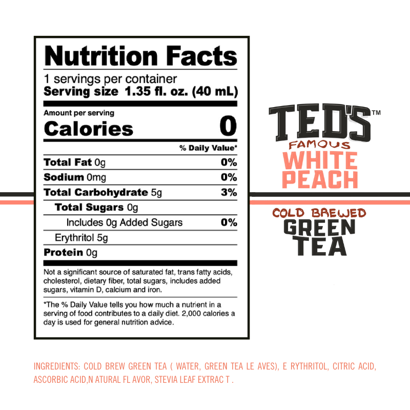 Ted's Famous White Peach Cold Brewed Green Tea